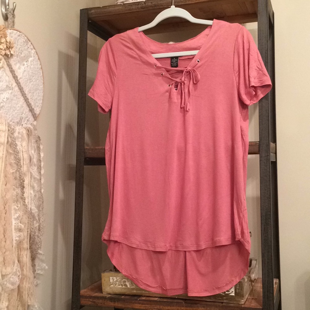 Mauve Pink Lace Up Top Rue 21